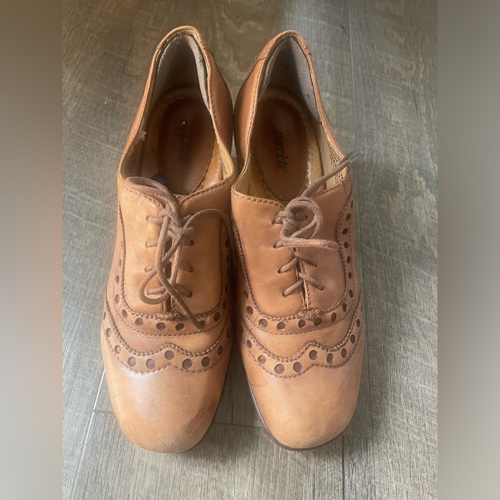 Earth Brown Leather Lace-Up Mules - Picture 2 of 9